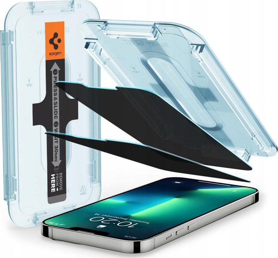 Xham mbrojtës Spigen Glass tR EZ Fit HD Privacy, për iPhone 15, transparent