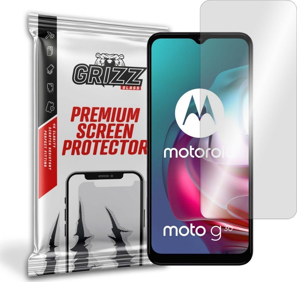 Xham mbrojtës hibrid GrizzGlass për Motorola Moto G30, transparencë e lartë, rezistent ndaj gërvishtjeve, transparent