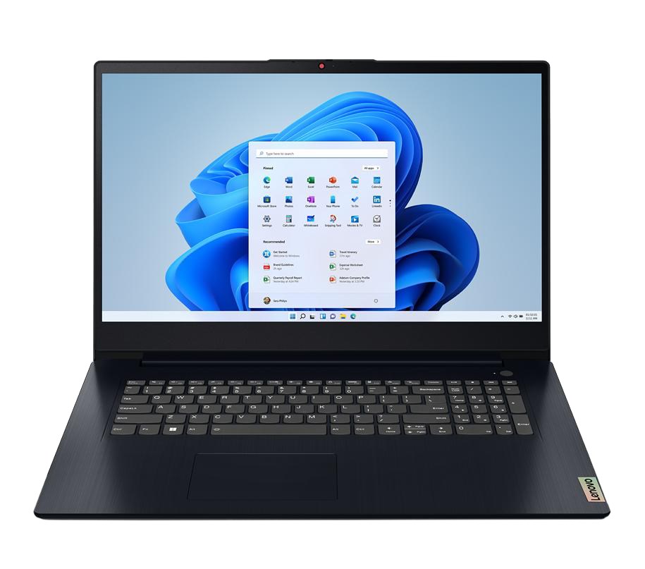 Лаптоп Lenovo IdeaPad 3, 17.3", Intel i3-1215U, 8 GB RAM, 512 GB SSD, црвен