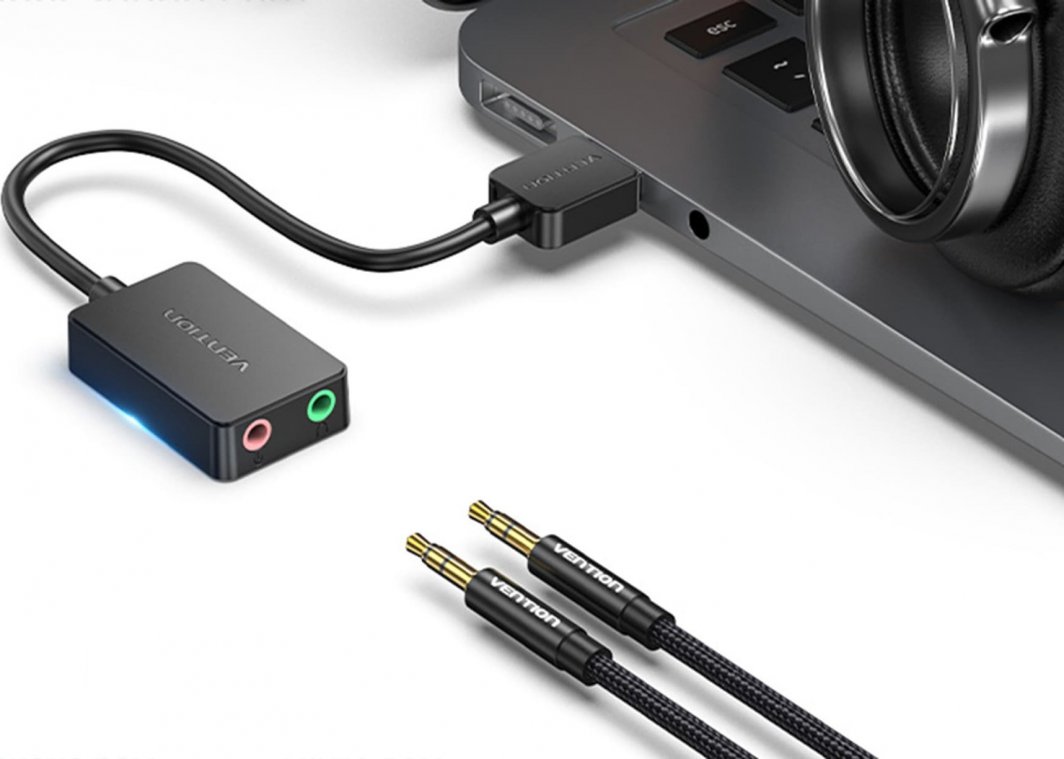 Kartë zëri Vention CDYB0, USB 2.0, hyrje mikrofon dhe dalje audio, e zezë