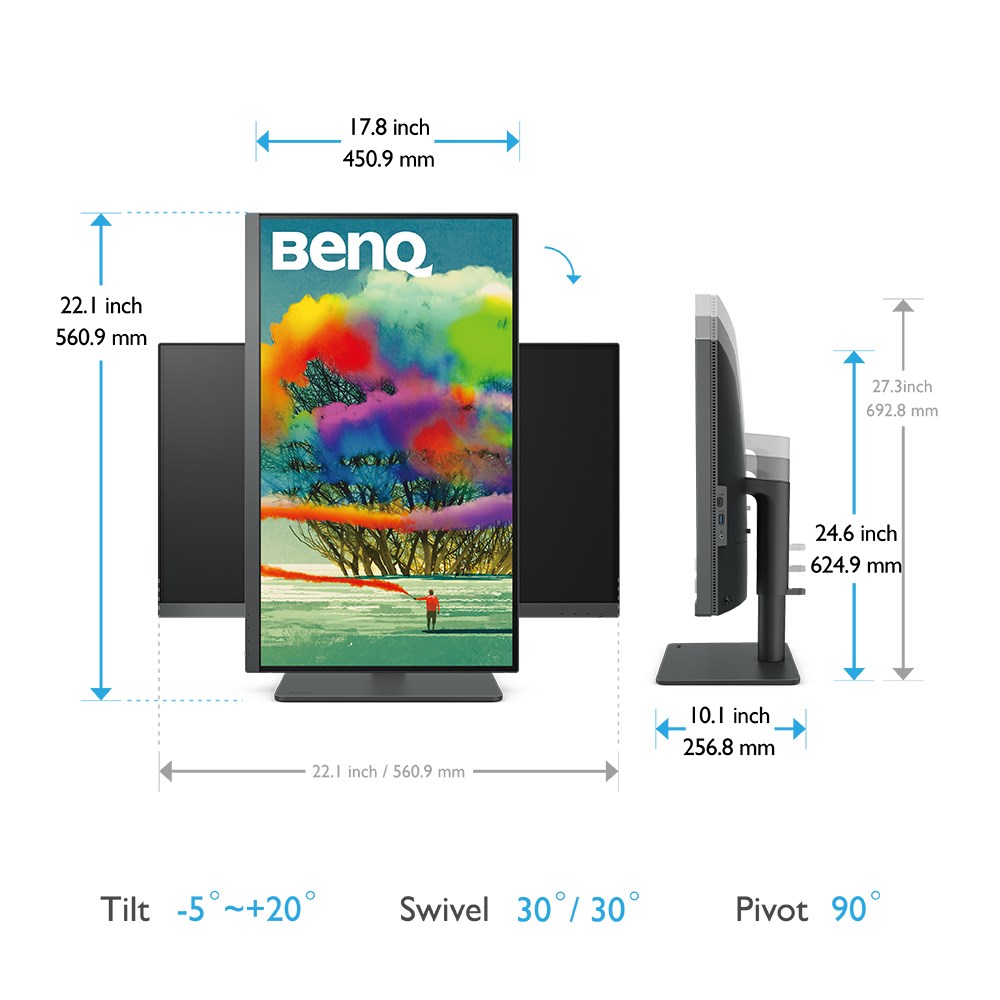 Monitor BenQ, 27", 4K Ultra HD, 99% sRGB, USB-C, i zi