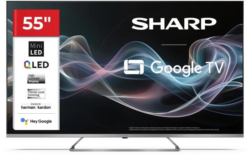 Телевизор SHARP 55JP7265E, 55", 4K QLED MiniLED, Google ТВ, црн