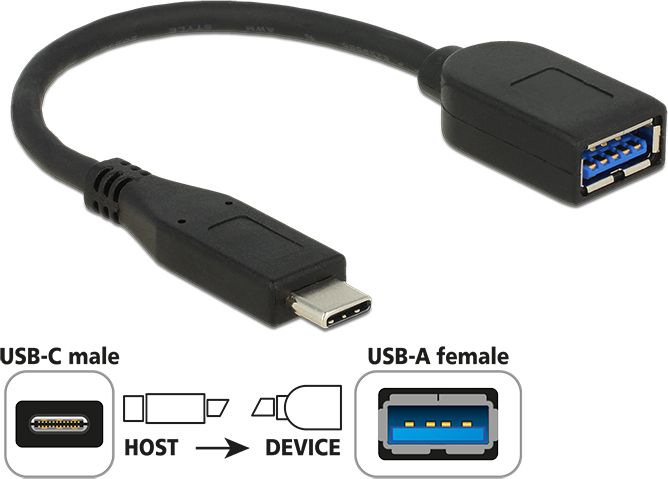 Përshtatës Digitus USB-C - USB-A, i zi