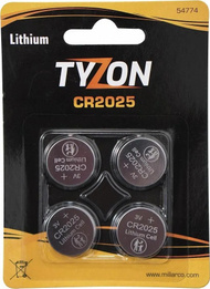 Bateri litiumi TyZon CR2025, 3V, set 4 copë