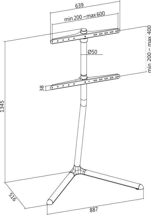 Qëndrim dyshemeje për TV LogiLink BP0079, 49" 70", i zi