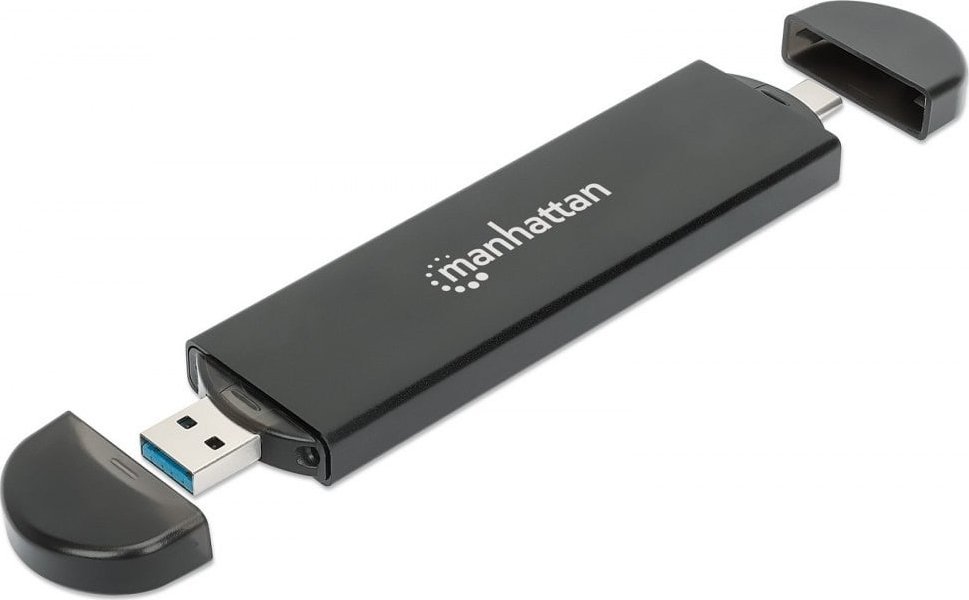Kuti e jashtme për SSD Manhattan, USB 3.2 Gen2, M.2 NVMe SATA, e zezë