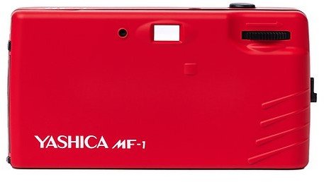 Aparat fotografik filmi Yashica MF-1, kompakt 35mm, me blic, i kuq