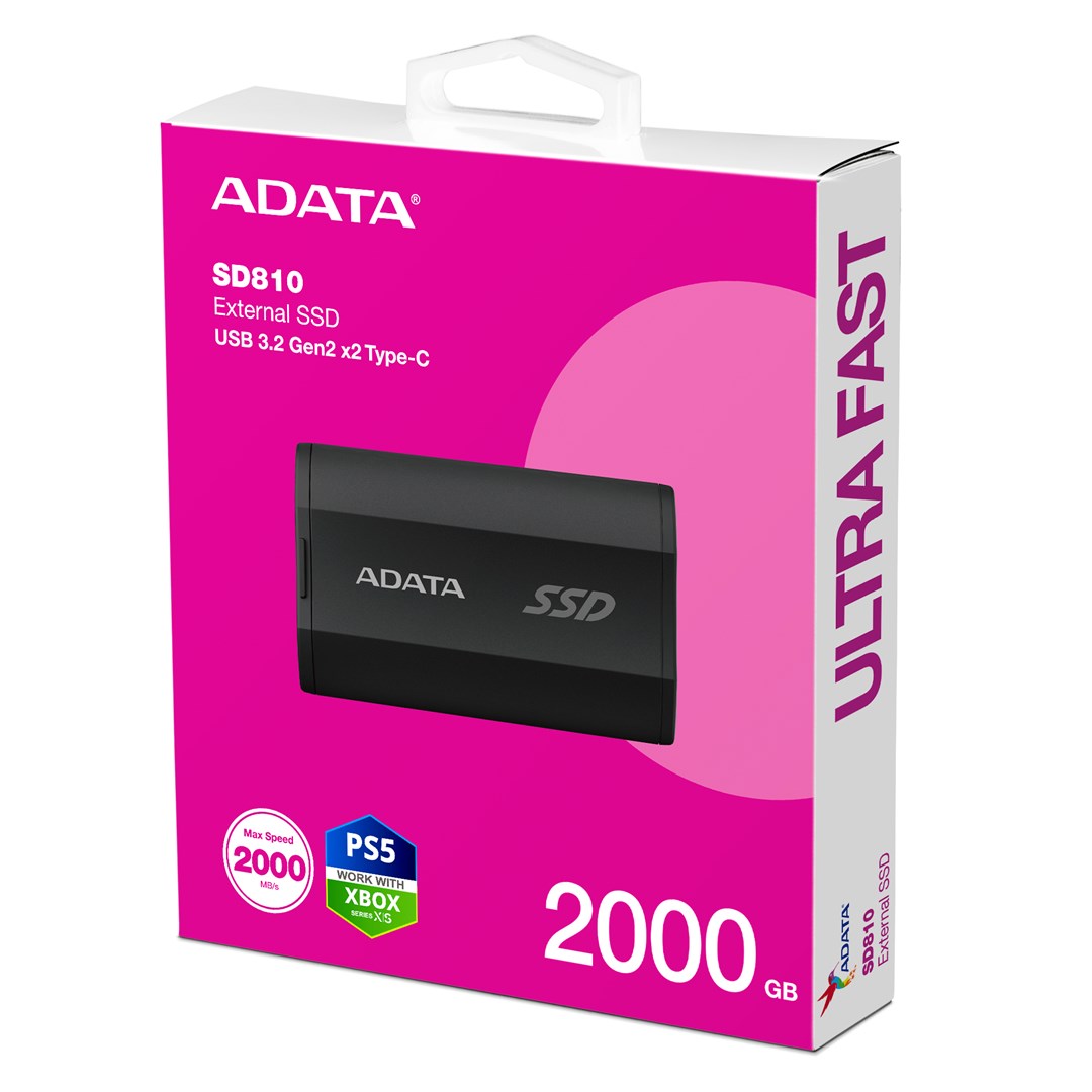 Disk SSD i jashtëm ADATA SD810, 2TB, 2000MB/s, i zi