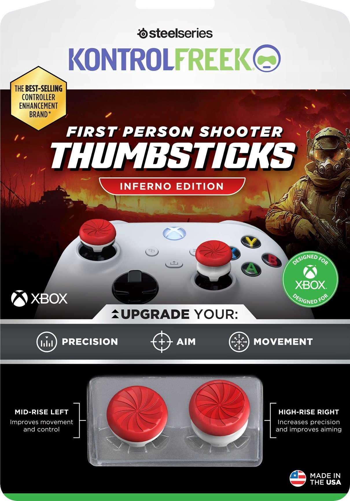 Thumbsticks për gamepad KontrolFreek Inferno Edition, për Xbox Series X, komplet performance, të kuqe dhe të bardha
