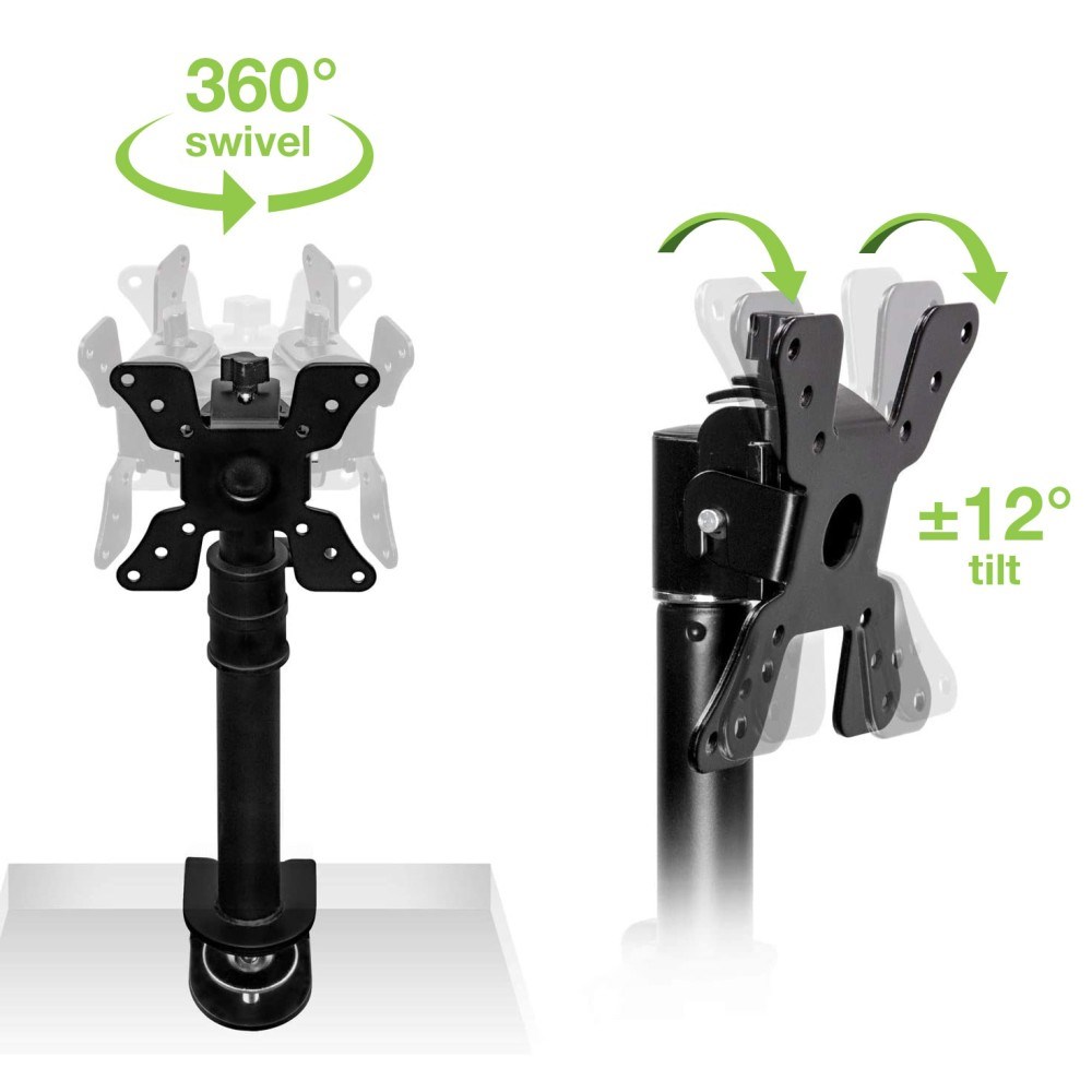 Mbajtëse tavoline për monitor Techly, 13"-30", VESA 100x100, e zezë