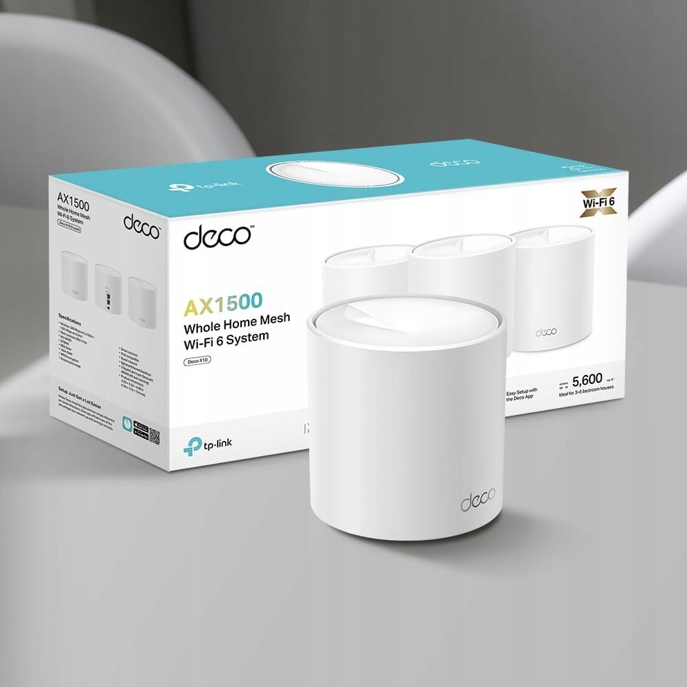 Sistem mesh Wi-Fi TP-Link Deco X1500, AX, paketë 3 pjesë, i bardhë