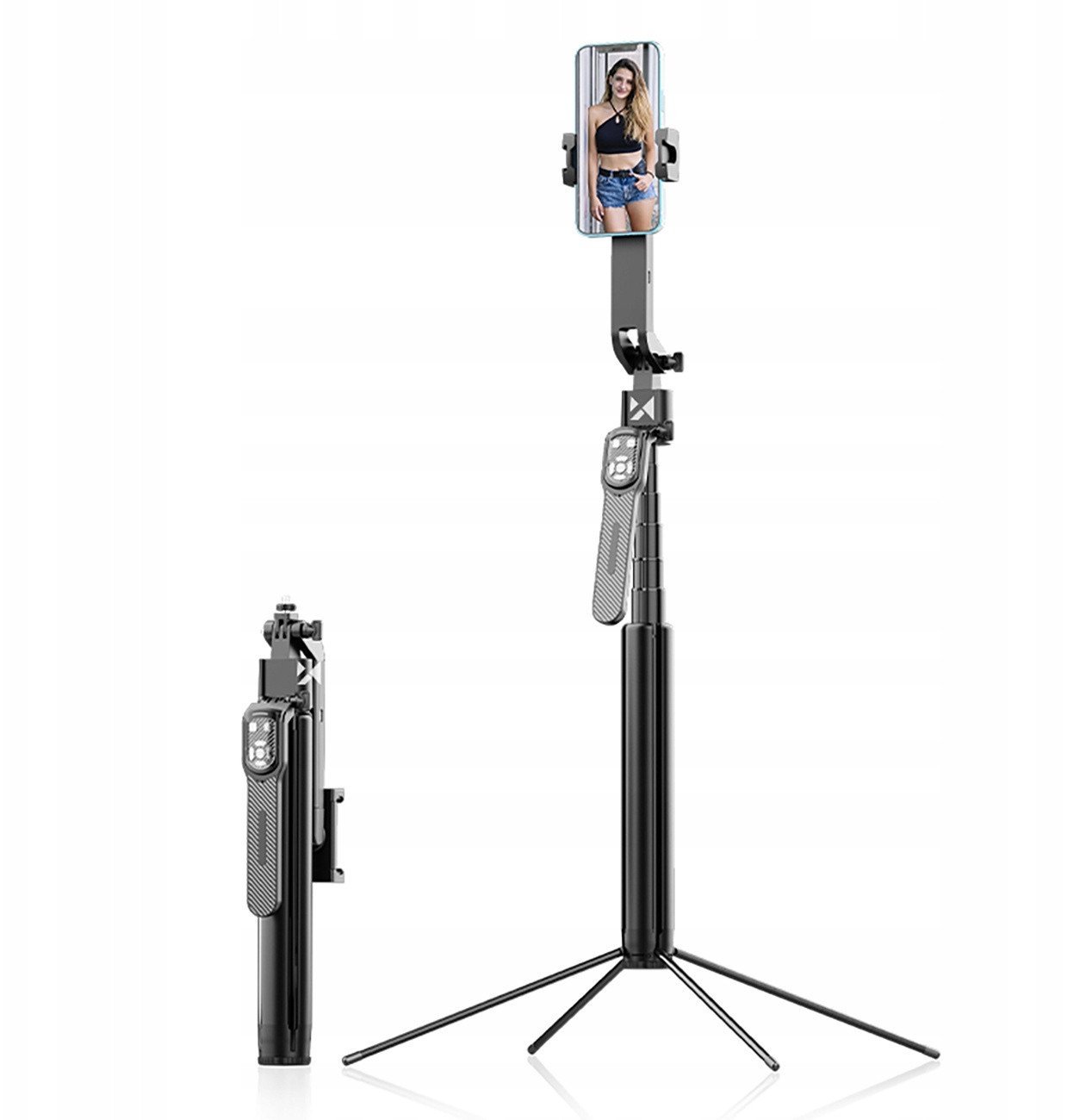 Selfie stick me tripod Wozinsky WST-360YS, 360° AI auto tracking, kontroll me gjeste, i zi