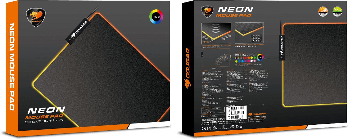 Подлога за глувче за гејминг Cougar NEON, RGB, голема големина, црна