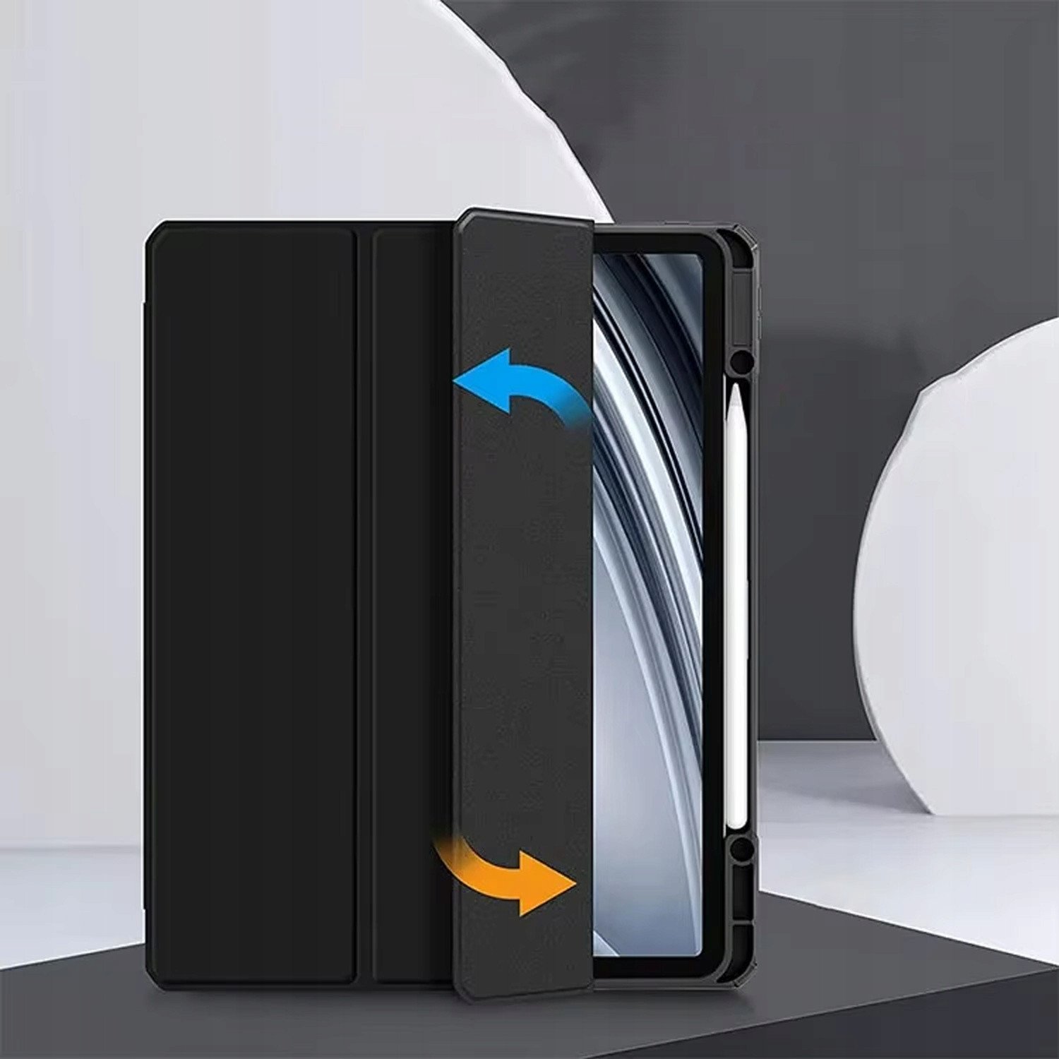 Mbulesë tablet Hard Crystal për iPad Pro 13 Gen 5 2024, kapak me qëndrim, e zezë