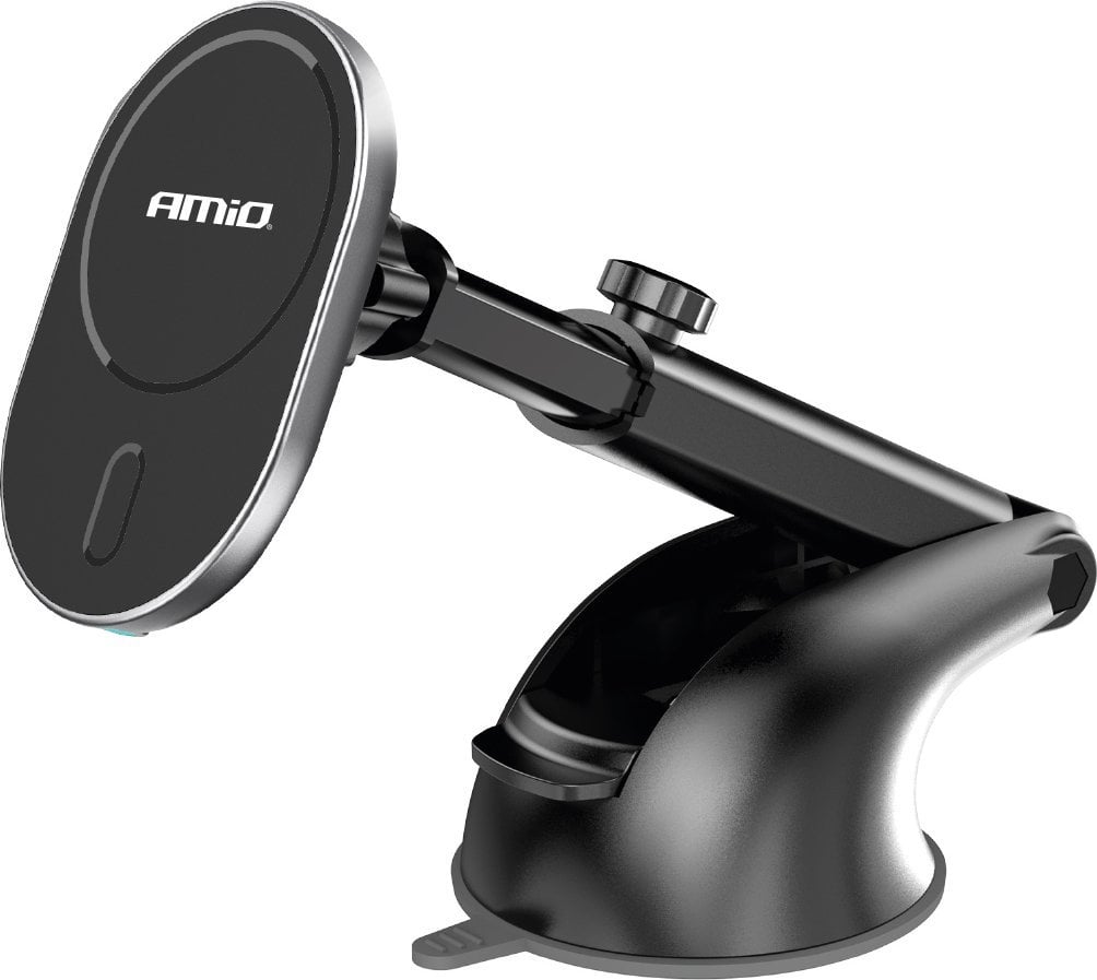 Mbajtës telefoni për makinë AMiO 03771, magnetik, karikim pa tela 15W, i zi