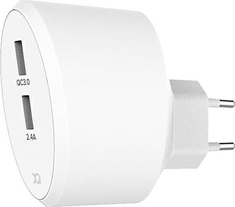 Karikues muri Xqisit Wall Charger 2.4A, Dual USB QC 3.0, i bardhë