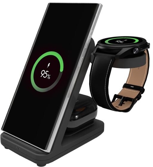 Stacion karikimi FIXED Powerstation për Samsung 15W+5W+2.5W, i zi