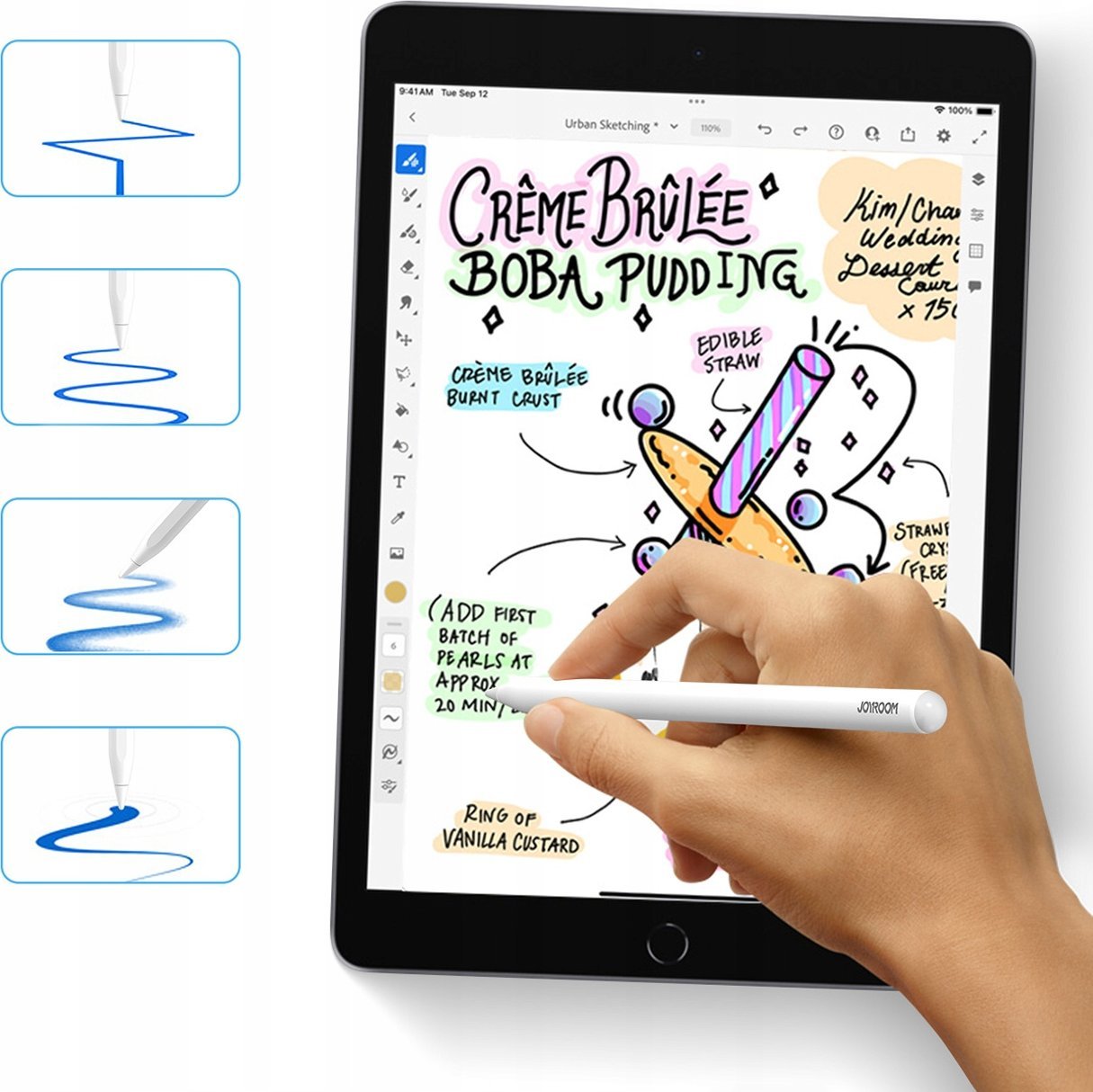 Stilus për tablet Joyroom JR-X15, aktiv, 130mAh, USB-C, i bardhë