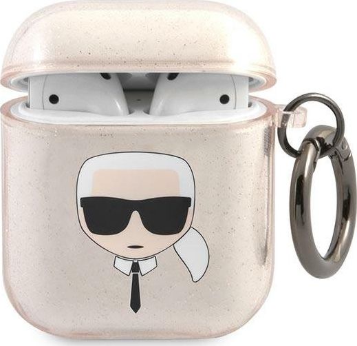 Mbulesë mbrojtëse Karl Lagerfeld KLA2UKHGD për AirPods 1/2, glitter, ngjyrë ari