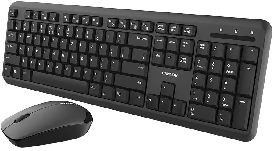 Сет безжична тастатура и глушец Canyon, 2.4 GHz, 1200 DPI, црна боја