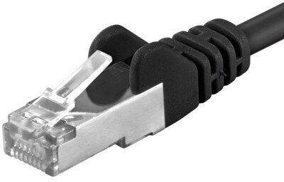 Kabllo Premiumcord Patch CAT6a S-FTP, RJ45-RJ45, AWG 26/7, 0.25m, e zezë