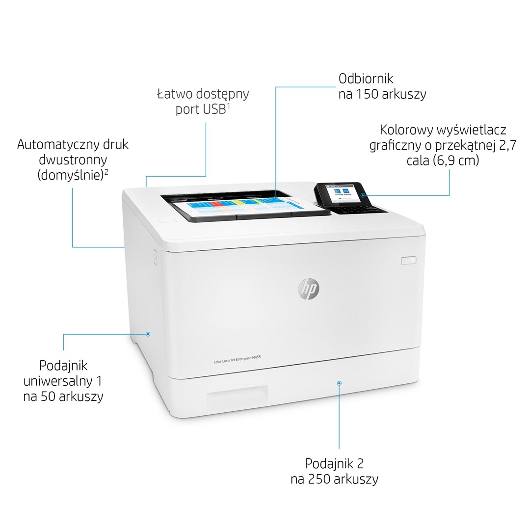 Printer HP Color LaserJet Enterprise M455dn, lazer me ngjyra, i bardhë