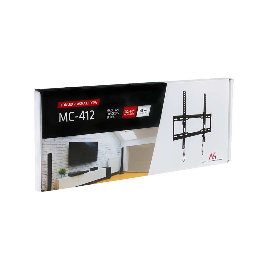 Mbajtëse muri për TV Maclean MC-412, 32-70", VESA 400x400, e zezë