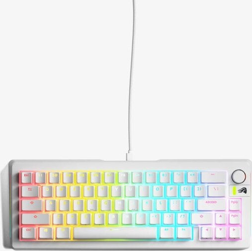 Гејминг тастатура Glorious GMMK 3 65%, механичка со кабел, линеарна, бела