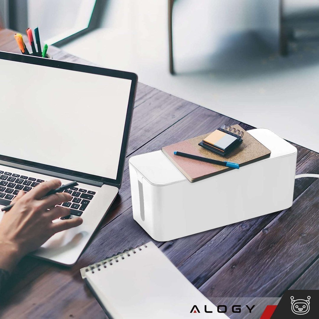 Kuti organizuese për kabllo Alogy Box Large L, 40 cm, plastike PVC, e bardhë