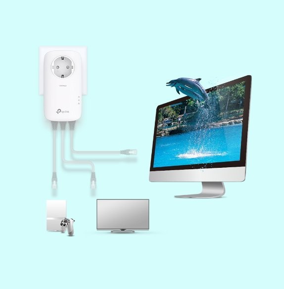 Адаптер поврзување преку електрична мрежа TP-Link AV1300 TL-PA8033P KIT, 1300 Mbps, 3x гигабитни, бел
