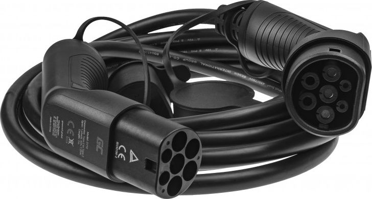 Kabllo karikuese për vetura elektrike Green Cell EV10 Type 2, 7.2kW, 7m, e zezë