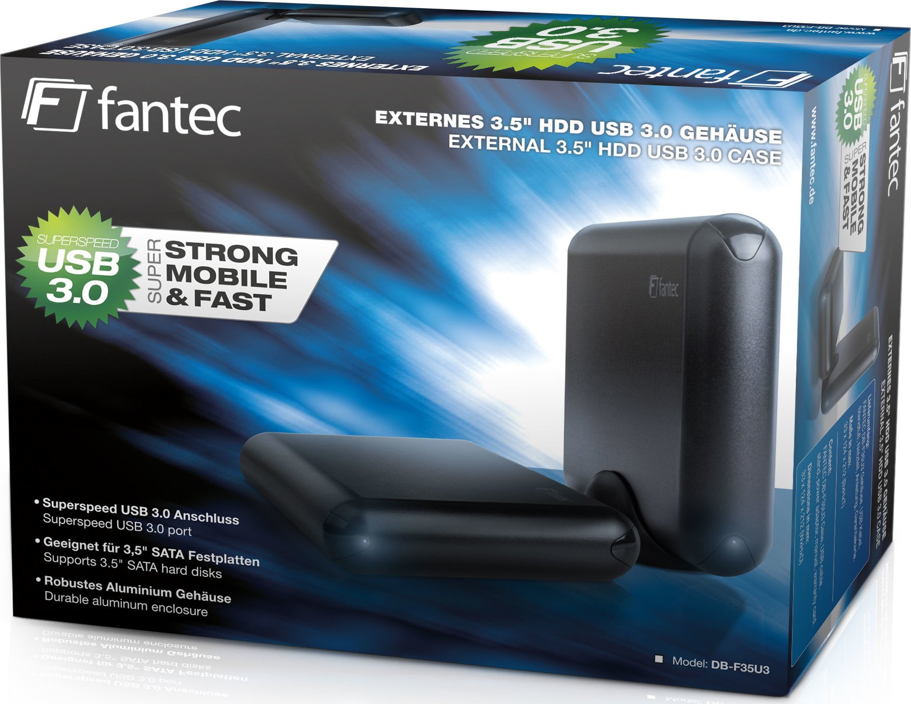 Kuti e jashtme për hard disk FANTEC DB F35U3, 3.5", USB 3.0, e zezë