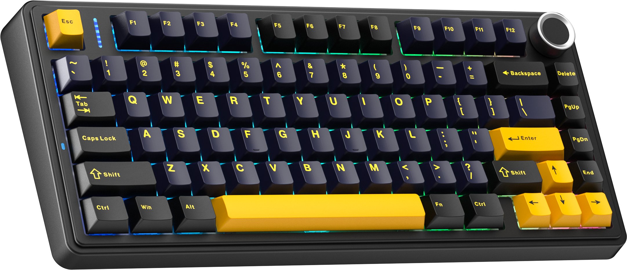 Гејминг тастатура AULA F75, безжична, механичка hot swappable, RGB, 4000 mAh, црна темно сина портокалова