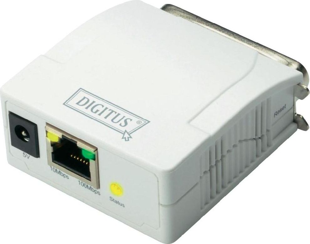 Print server Digitus DN-13001-1, Fast Ethernet, port paralel, i bardhë