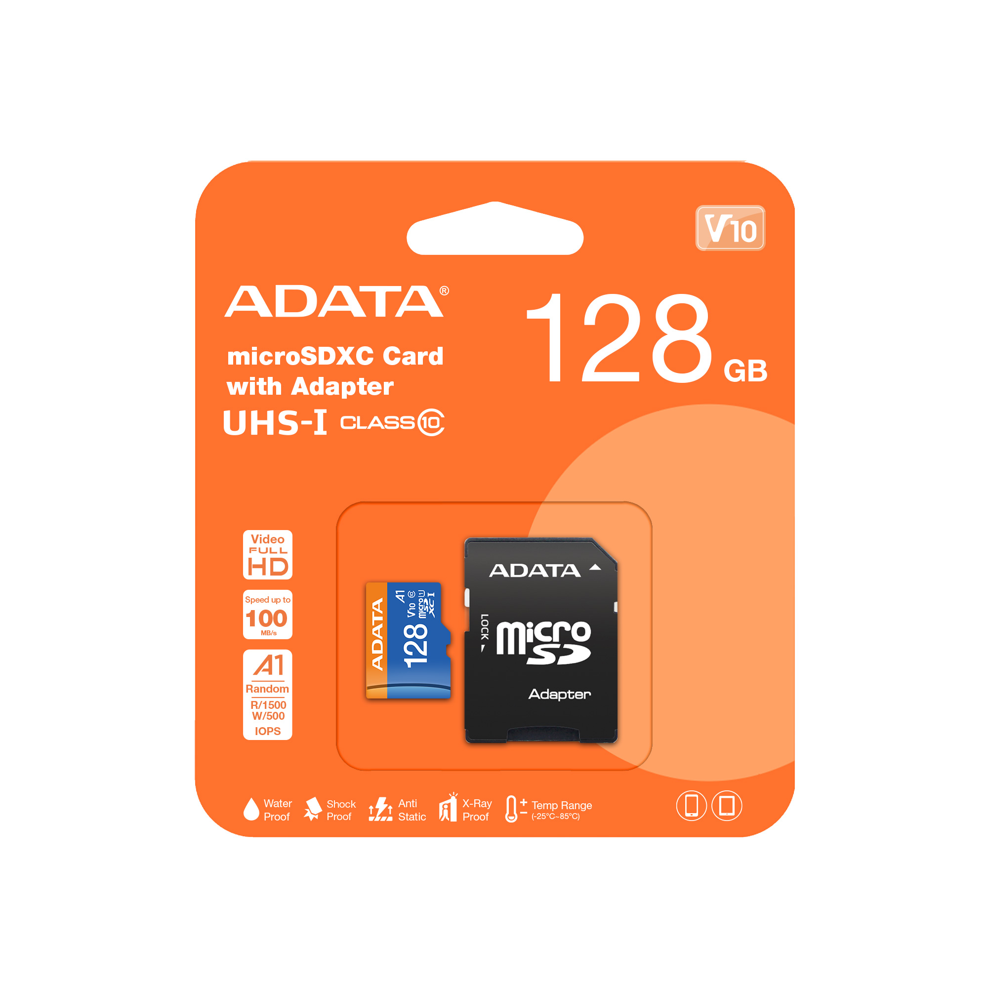 Kartë e memories ADATA Premier, MicroSDXC, 128 GB, Class 10 + përshtatës SD