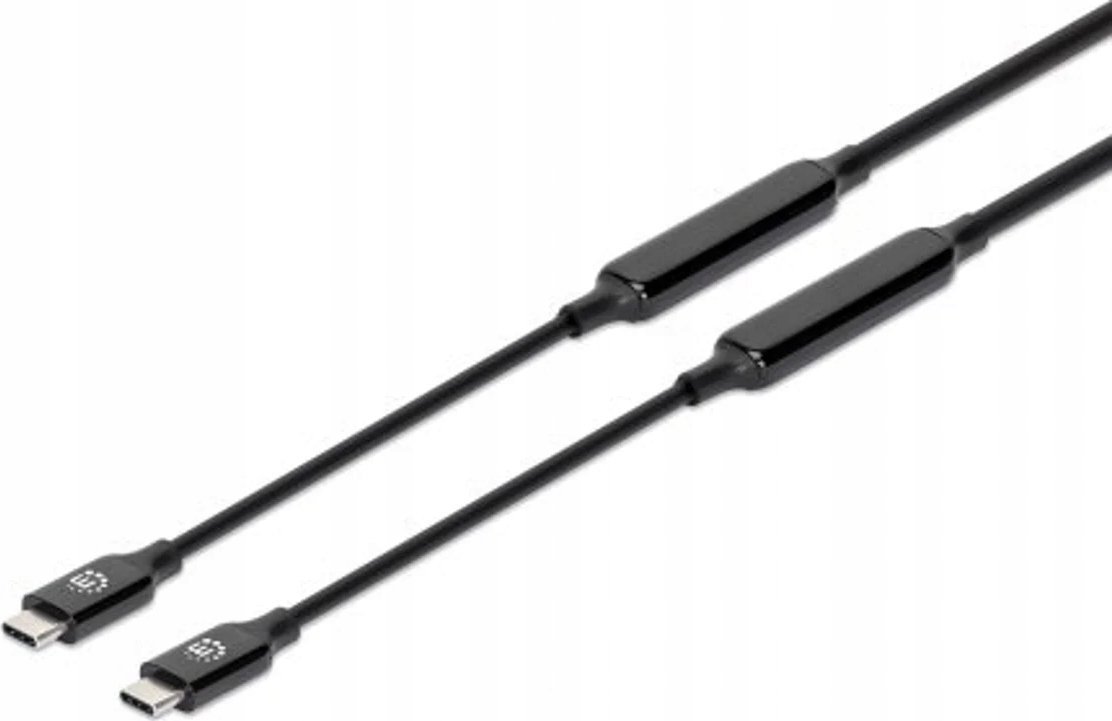 Kabllo USB C Manhattan, 5m, USB 3.2 Gen2 10Gbps, 60W 3A, e zezë