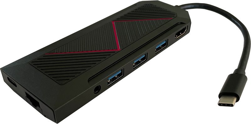 HUB USB LC-Power LC-HUB-C-MULTI-6-RGB, 4K HDMI, lexues kartele, gri