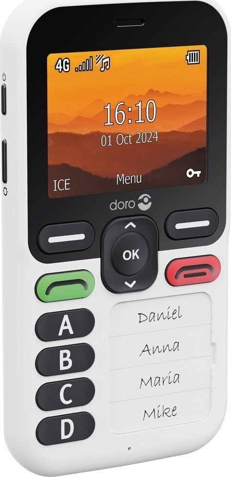 Telefoni Doro Leva X10, 2.4", për të moshuar, i zi e bardhë