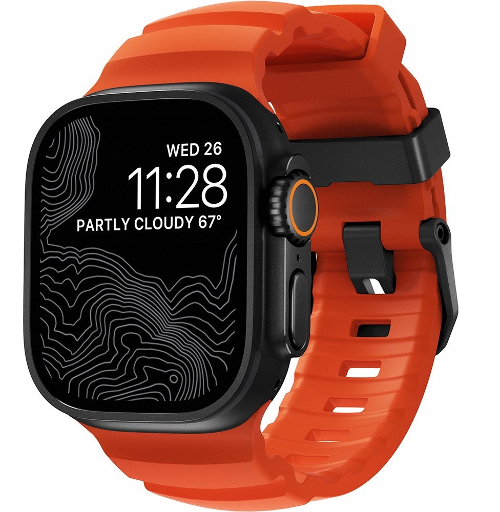 Rrip ore Rolling Square Rocky Point Band, 46mm 49mm, gome FKM, ngjyra magma me elemente të zeza