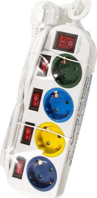 Shirit rryme LogiLink LPS257, 4 presa, kabllo 1.5m, shumëngjyrësh