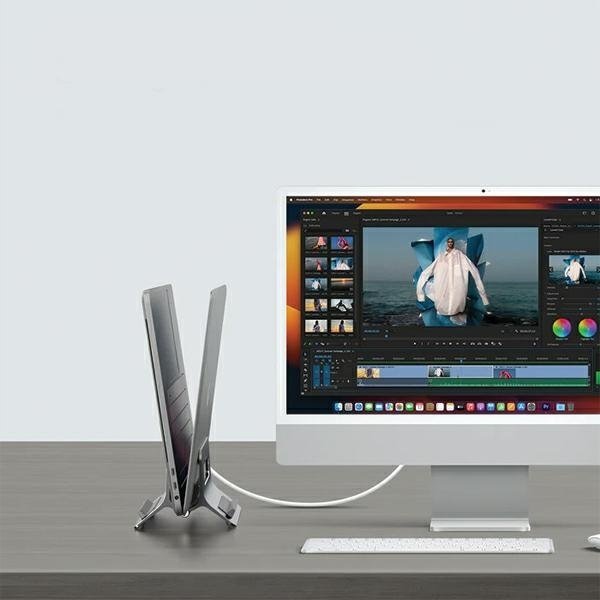 Вертикален штанд за лаптоп Sodi Gravitational SMS-300, алуминиум, компатибилен до 27mm, сребрен