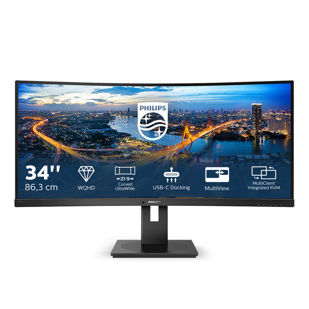 Monitor Philips B Line, 34", 3440 x 1440, Quad HD, 100 Hz, i zi