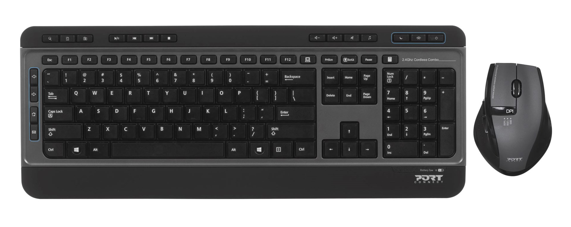 Set tastierë dhe maus Port Designs Silent Pack, 104 taste, 1600 dpi, USB-A/C, i zi Set tastierë dhe maus Port Designs Silent Pack, 104 taste, 1600 dpi, USB-A/C, i zi