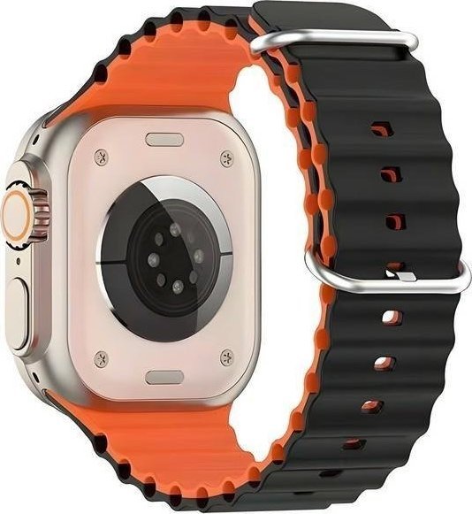 Rrip dore Beline për Apple Watch Silicone Waves, 42/44/45/49mm, silikon, zezë portokalli