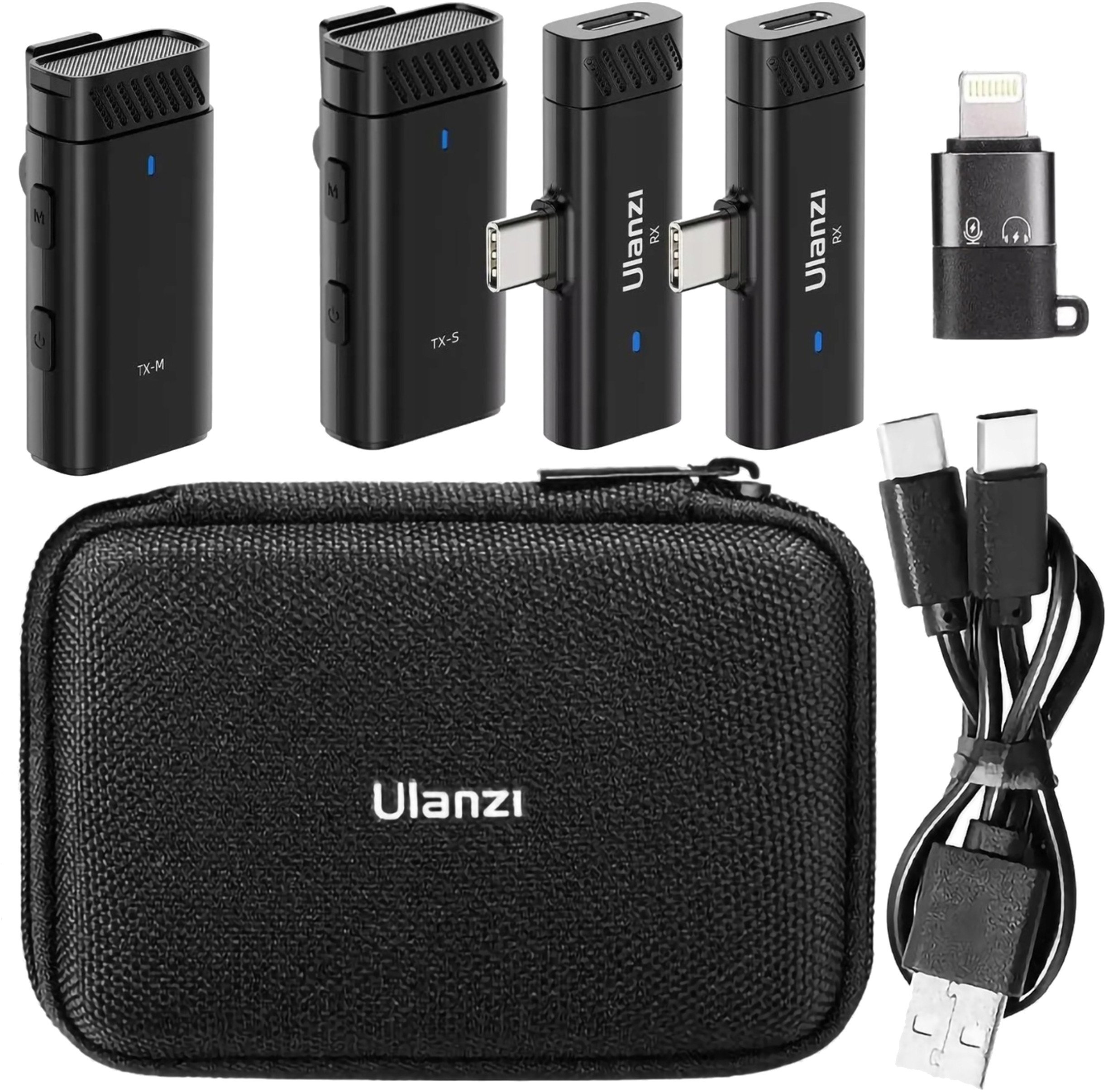 Mikrofon pa tela Ulanzi HM2301, dy transmetues, multi-device, i zi