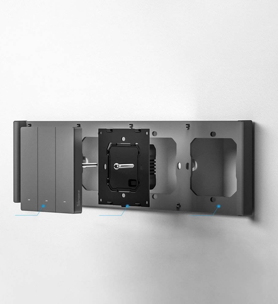 Ndërprerës smart muri Sonoff SwitchMan M5, WiFi, kontroll me aplikacion dhe zë, i bardhë