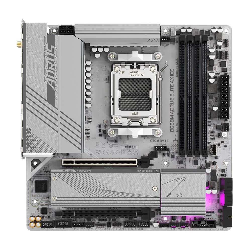 Pllakë amë AORUS B650M Elite AX Ice, AMD B650, Socket AM5, ATX, e bardhë
