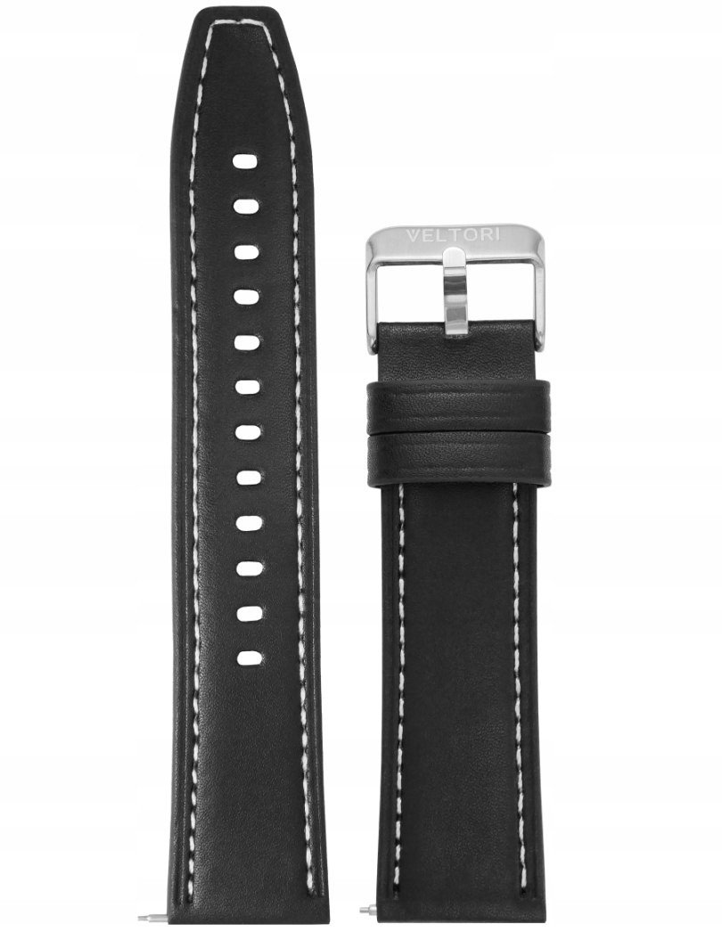 Rrip lëkure për orë, universal, lëkurë natyrale, kopëse metalike argjendi