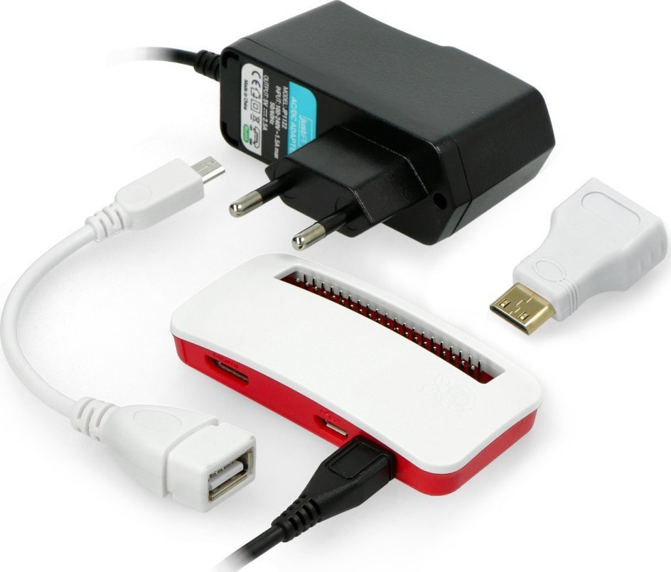 Set minikompjuter Raspberry Pi Zero WH, all in one, 5V 2A, e bardhë e kuqe