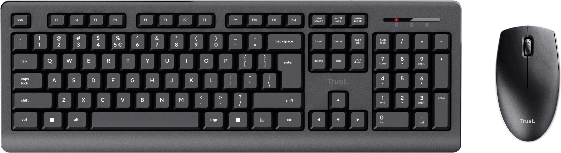 Сет тастатура и глушец Труст Примо, безжичен, германски QWERTZ распоред, црн